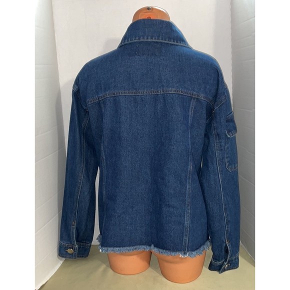 Vintage Haute Monde rhinestone chain trim Denim Jean Jacket M - Picture 6 of 10